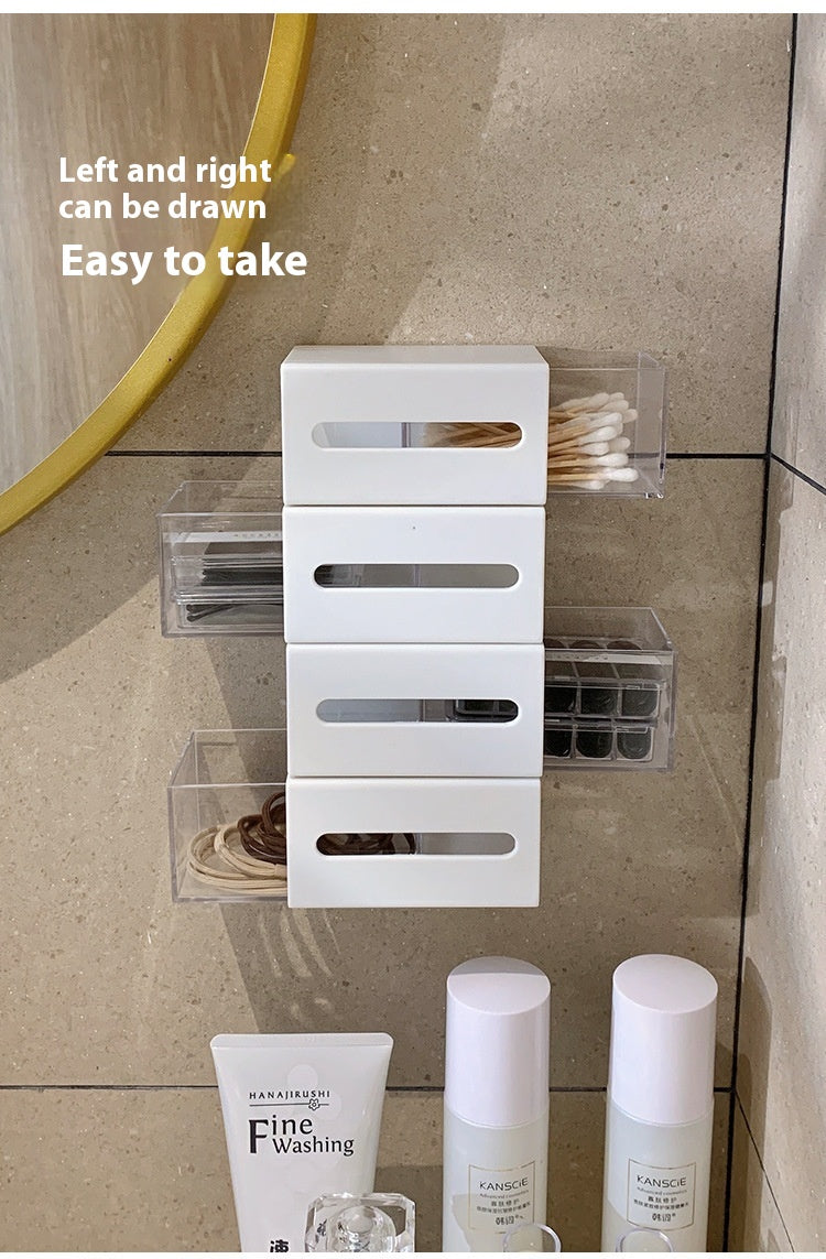Wall-mounted Drawer Bathroom Cotton Puff Cotton Swab Storage Box