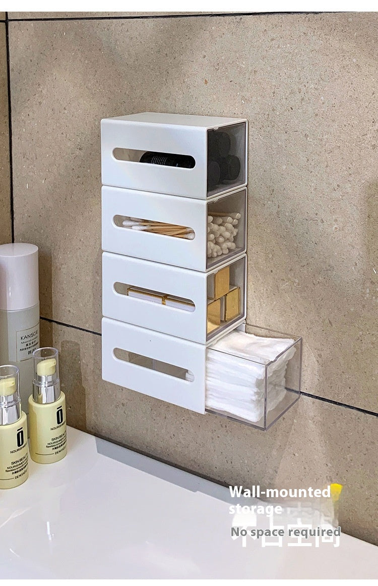 Wall-mounted Drawer Bathroom Cotton Puff Cotton Swab Storage Box