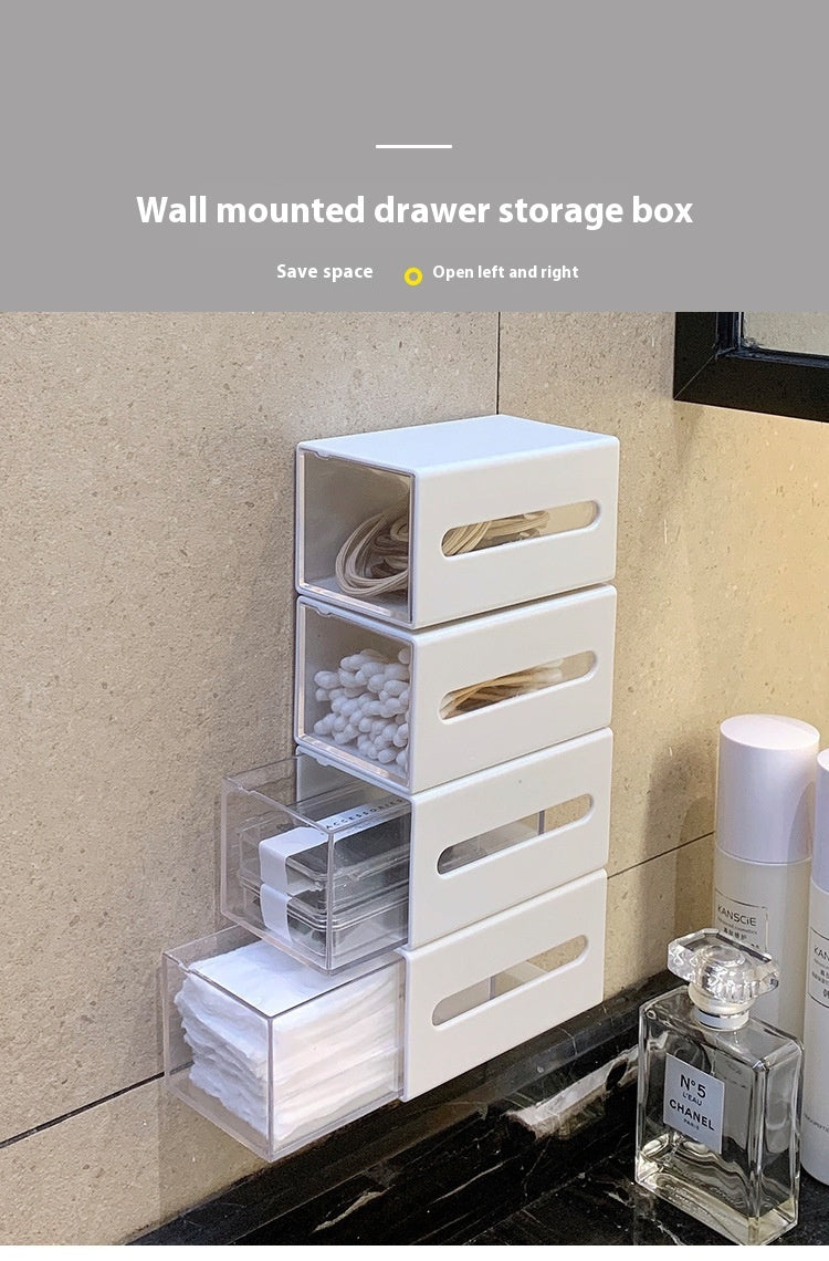 Wall-mounted Drawer Bathroom Cotton Puff Cotton Swab Storage Box