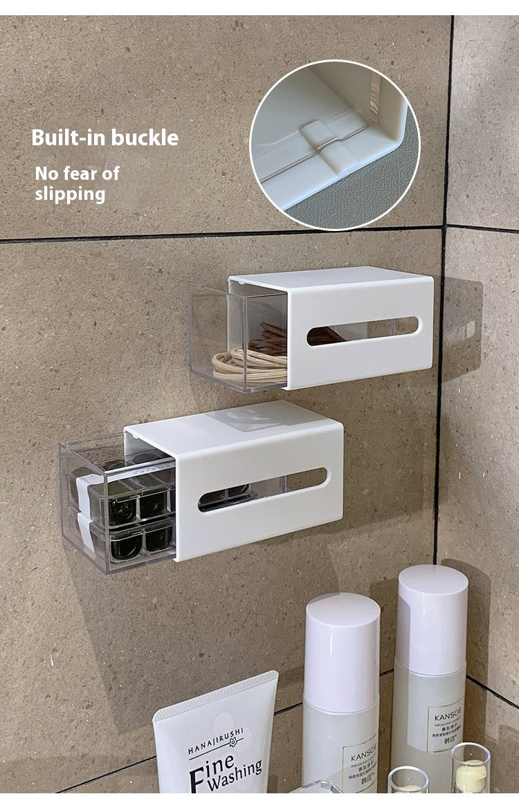 Wall-mounted Drawer Bathroom Cotton Puff Cotton Swab Storage Box